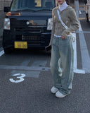 Circle Strap Wide Denim Pants