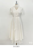 Hanin V-neck Chiffon Tie Short Sleeve Long One Piece