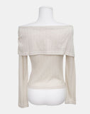 Bell-An Shirring Off-Shoulder Long-Sleeve T-Shirt