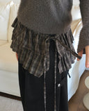 Jetso Layered Checkered Micro Mini Skirt Belt