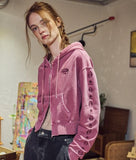 [2-WAY] Sleeve Star Pigment CROP Hood Zip-up