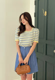 Shushu Short Sleeve Stripe Square Knit