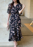 Ephelo Flower Chiffon Frill Wrap One Piece (Strap Set)