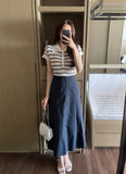 Seden Stripe Half-Button Collar Cool Knit