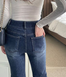 Mikel Span Brushed Two Button Bootcut Denim Pants