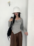 [SET] Throw Shirring Sleeveless Long Sleeve Cardigan Set