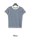 Rude Stripe Crop Ringer Tee