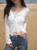 Lina See-through Feminine Fit Button Cardigan