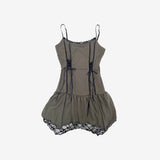 fuzzy corset lace one piece