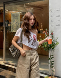 Love Leopard Crop Off Shoulder Short Sleeve