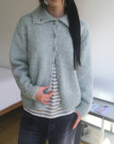 Nedic cozy ribbed collar loose fit knit cardigan