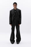washing leather 4 buttons blazer