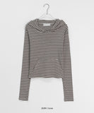 Bunico Stripe Crop Hooded Long Sleeve Tee