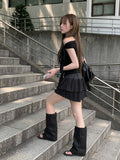 Mury Dot Frill Tiered Banding Mini Skirt