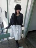 Bare Cable V-Neck Crop Knit