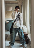 Tin washed strap cargo denim