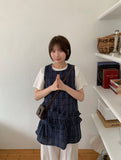 Huttle Check Tiered Layered Sleeveless One Piece