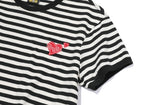 Muffin Heart Stripe CROP Ringer Tee