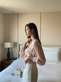 Riel Pleated Tie Blouse
