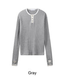 Ribe Waffle Henley Neck Ringer Tee