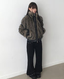 Nupe Two-Tone Fur Two-Way Zip-Up Jumper
