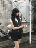 Seonu Dot See-through Layered Ribbon Sleeveless Blouse