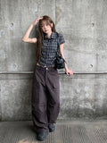Wino String Check Short Sleeve Shirring Shirt