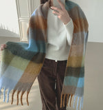 Winter Oversized Couple Check Long Muffler