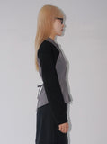 HIGHNECK LINE KNIT ZIP-UP
