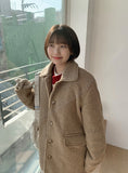 Riena Boucle Quilted Wool Half Coat