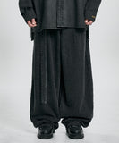 Asymmetric Washed Denim Pants