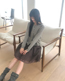 [MADE] Ruri Stripe Color Matching Banding Chiffon Double Midi Flare Skirt