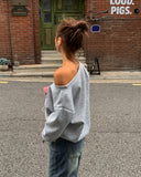 Vintage Flag Off-Shoulder Sweatshirt