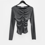 Hamel Shirring Unbalanced Cardigan