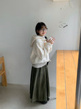 Doroni banding stitch long flare skirt