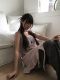 [Flower Choker SET] Bohemian Unbalanced Layered Knit One Piece