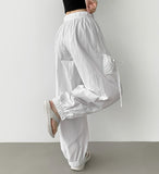 Nylon Rusting Side Ribbon Balloon Jogger Banding Pants