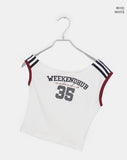 Weekend Dot Number Track One Off-Shoulder T-Shirt