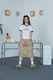 BUTTON CROP Ringer Tee