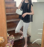 Luxury One Ribbon Strap Halter Neck A-Line Sleeveless Blouse