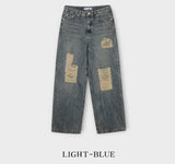 S/S shear damage washed denim pants