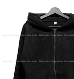Brock Shoulder Rivet Ribbed Hoodie Zip-Up