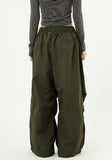 Hem snap pintuck nylon banding pants