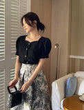 Mulian Toile Jacquard Pattern Flare Banding Skirt