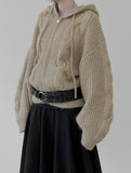 Cable Two-Way Knit Hood Zip-Up