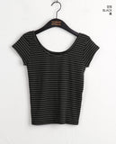 Rachyu  Vintage Stripe Slim Short Sleeve T-shirt