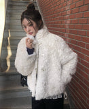 Bart High Neck Button Fur Jacket