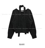 Lulu V-neck wool hair cardigan scarf set