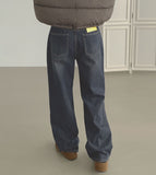 Winter Brushed Wide Fit Banding Denim Pants