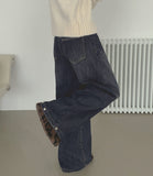 Brushed Hem Snap Jogger Wide Denim Pants
